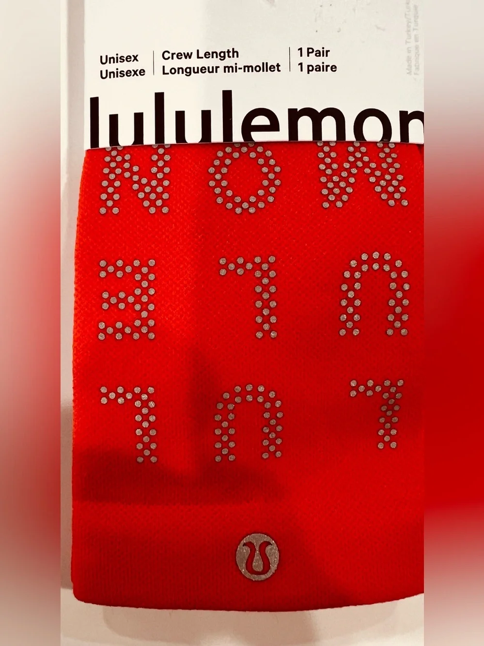 Lululemon Power Stride Crew Socks Reflective Red Size XL Unisex NWT 2 Pair